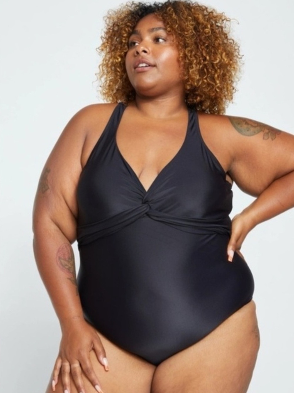 The Standard swimsuit black with tie back, size M (18-20) new Universal Standard